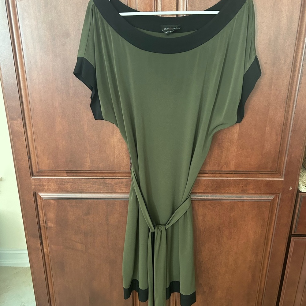 Green and Black Dress with Belt